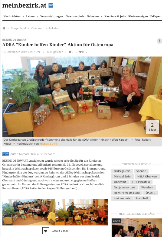 ADRA "Kinder-helfen-Kinder" Aktion für Osteuropa