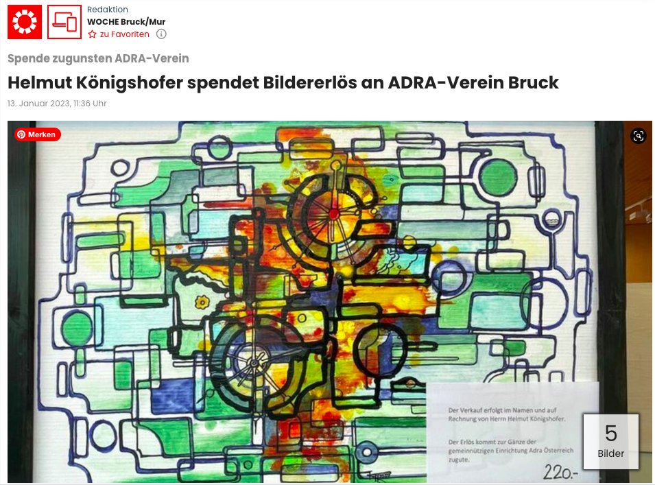 Helmut Königsberger spendet Bildererlös an ADRA