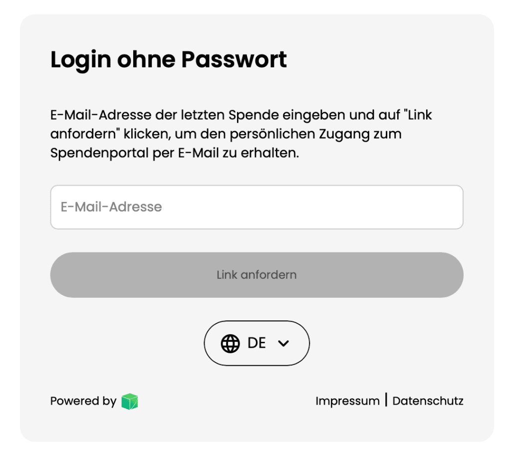 Login-Ansicht vom Spenderportal