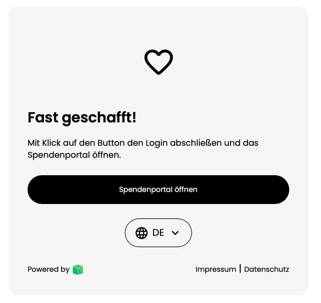 Spenderportal "fast geschafft"