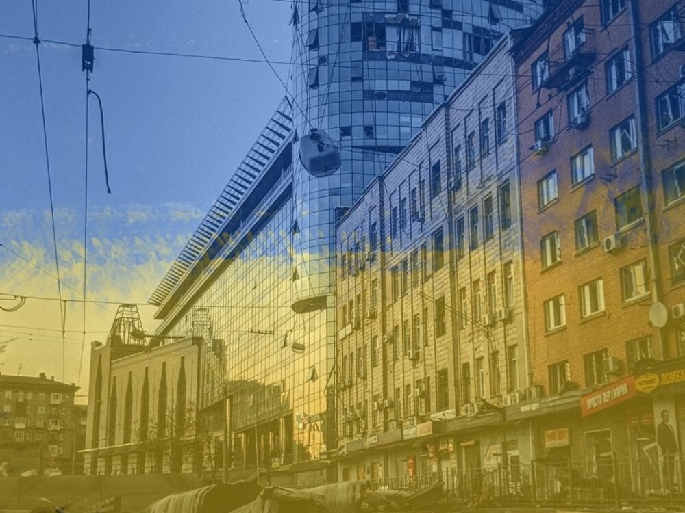 Zerstörte Häuser in der Ukraine